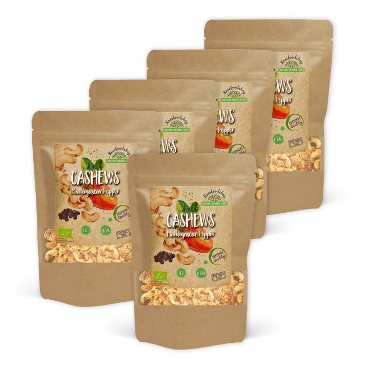 Cashewnødder Madagaskar Peber ØKO 200g x 5 pakker i gruppen Råvarer & Drikke / Nødder / Cashewnødder hos Rawfoodshop Scandinavia AB (CAJPOIV5200-SET5)