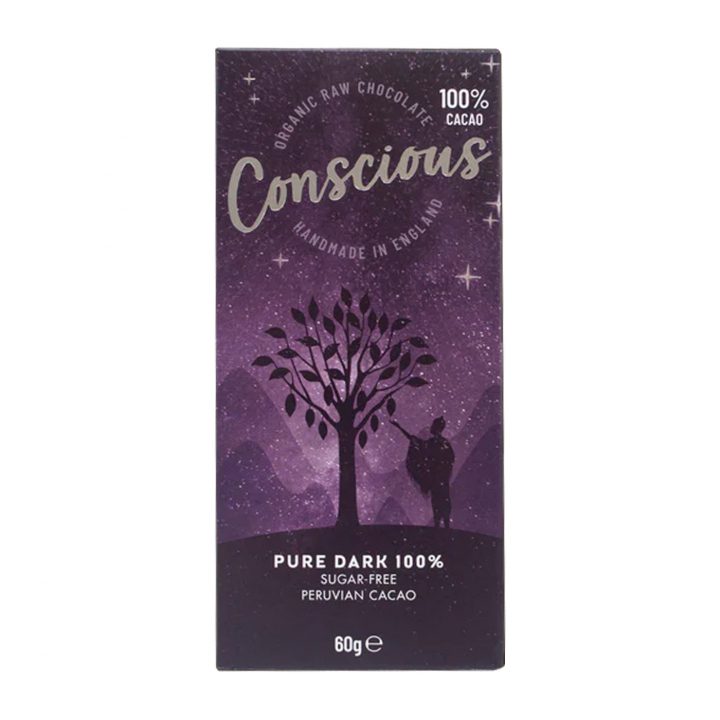 Pure Dark 100% Kakao Chocolate Bar ØKO 60g i gruppen Råvarer & Drikke / Slik & Chokolade / Chokolade og Bars hos Rawfoodshop Scandinavia AB (CC10060)