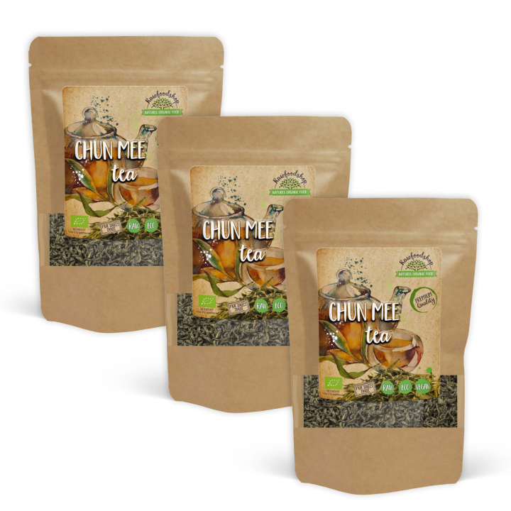 Chun Mee Te ØKO 100g x 3 pakker i gruppen Råvarer & Drikke / Drikkevarer / Te hos Rawfoodshop Scandinavia AB (CMT10-SET3)