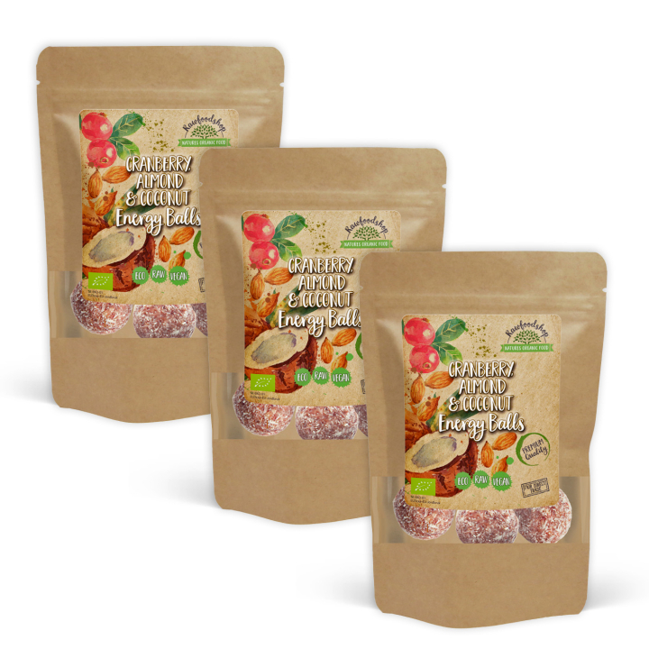 Tranebær Mandel Kokos Energikugler ØKO 100g x 3 pakker i gruppen Råvarer & Drikke / Spisekammer / Småkager & Kiks hos Rawfoodshop Scandinavia AB (CRANCO3100-SET3)
