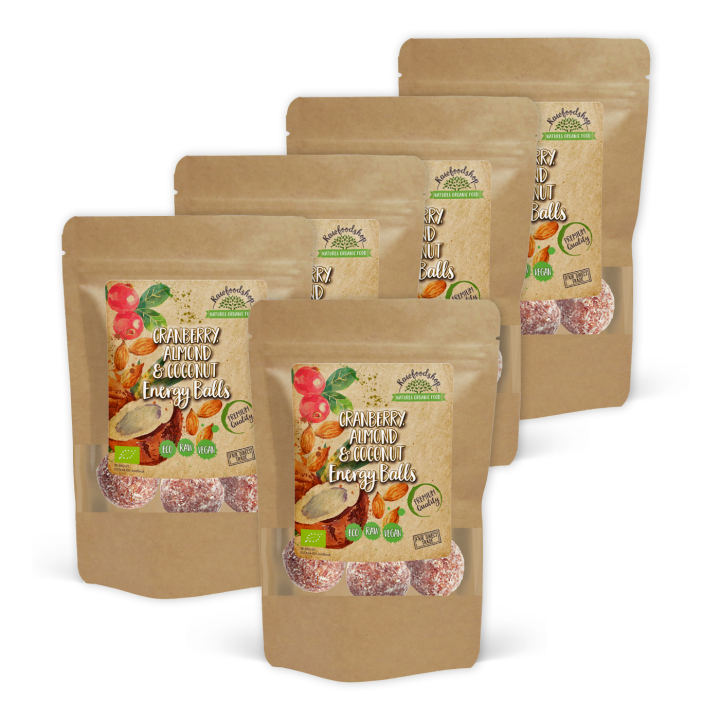Tranebær Mandel Kokos Energikugler ØKO 100g x 5 pakker i gruppen Råvarer & Drikke / Spisekammer / Småkager & Kiks hos Rawfoodshop Scandinavia AB (CRANCO3100-SET5)