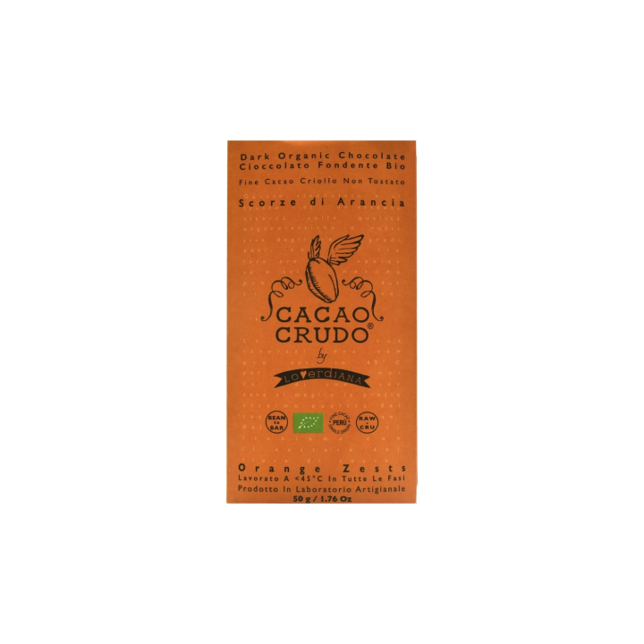 Mørk Chokolade Appelsin RAW ØKO 50g i gruppen Råvarer & Drikke / Slik & Chokolade / Chokolade og Bars hos Rawfoodshop Scandinavia AB (CRUDO04-1)