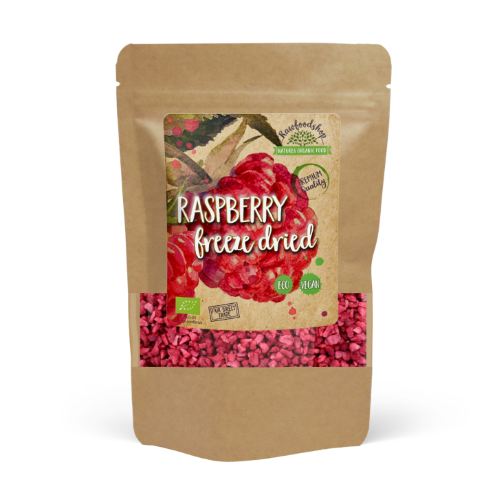 Hindbær Frysetørrede ØKO 50g i gruppen Råvarer & Drikke / Frugt & Frugtpulver / Hallon hos Rawfoodshop Scandinavia AB (HALPU1)