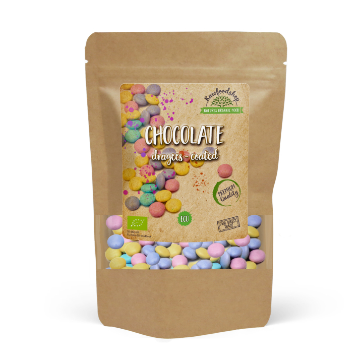 Overtrukne Chokoladeknapper ØKO 100g i gruppen Råvarer & Drikke / Slik & Chokolade / Slik hos Rawfoodshop Scandinavia AB (HAPPIES4-100)