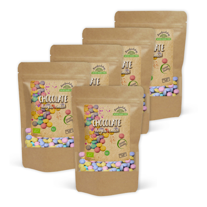 Overtrukne Chokoladeknapper ØKO 100g x 5 pakker i gruppen Råvarer & Drikke / Slik & Chokolade / Slik hos Rawfoodshop Scandinavia AB (HAPPIES4100-SET5)