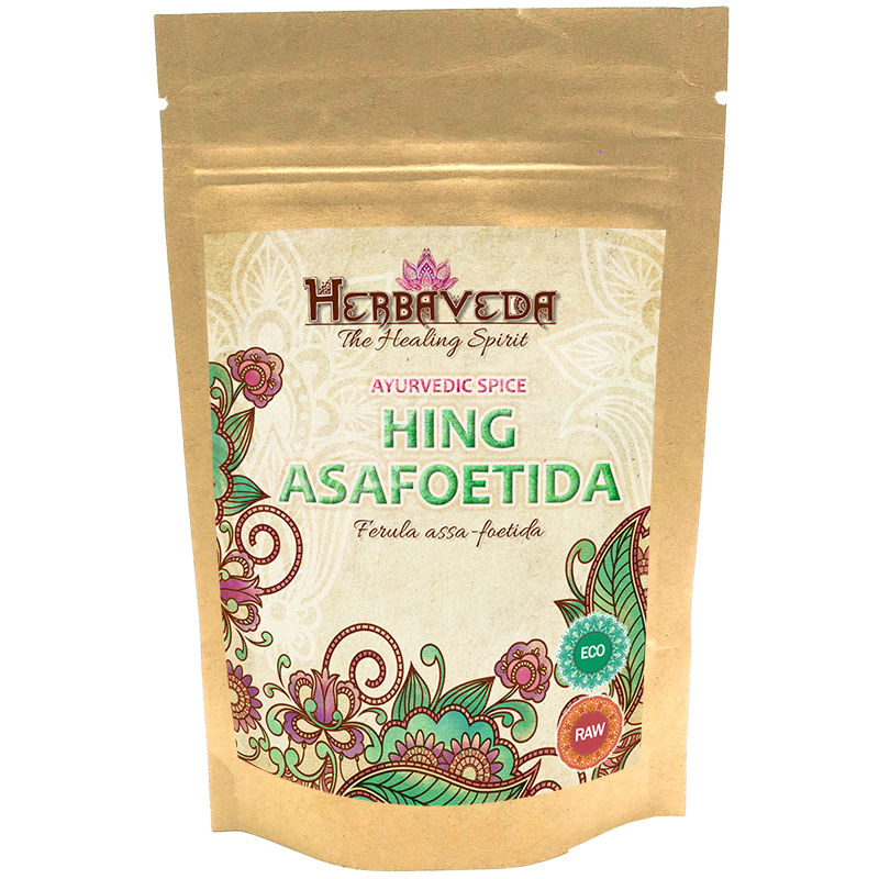 Herbaveda Hing Asafoetida ØKO 100g i gruppen Råvarer & Drikke / Spisekammer / Krydderier hos Rawfoodshop Scandinavia AB (HERBA11)