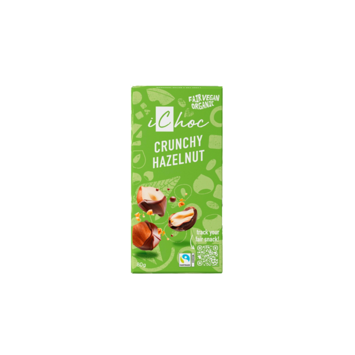 Chokolade Crunchy Hazelnut ØKO 80g i gruppen Råvarer & Drikke / Slik & Chokolade / Chokolade og Bars hos Rawfoodshop Scandinavia AB (ICHOC03)