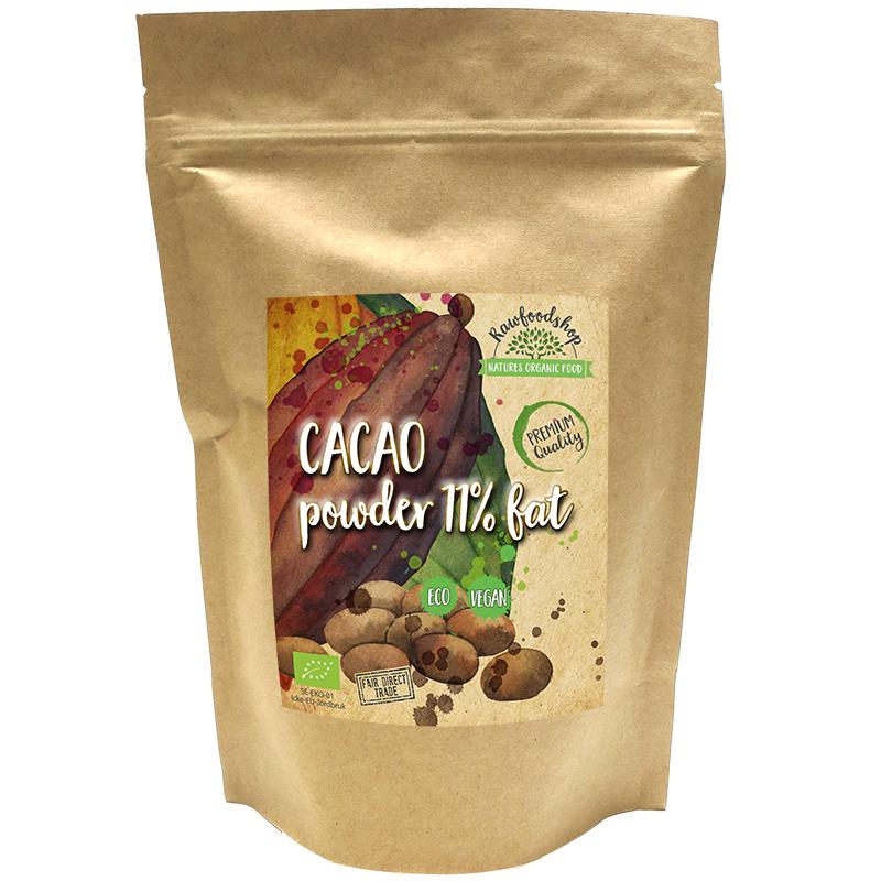 Kakaopulver 11% ØKO 800g i gruppen Råvarer & Drikke / Bagning / Kakaoprodukter hos Rawfoodshop Scandinavia AB (KAK116)