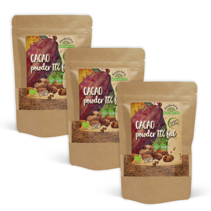 Kakaopulver 11% ØKO 1kg x 3 pakker i gruppen Råvarer & Drikke / Bagning / Kakaoprodukter hos Rawfoodshop Scandinavia AB (KAK118-SET3)