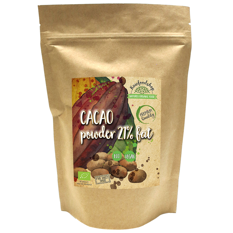 Kakaopulver 21% ØKO 500g i gruppen Råvarer & Drikke / Bagning / Kakaoprodukter hos Rawfoodshop Scandinavia AB (KAKPU01)
