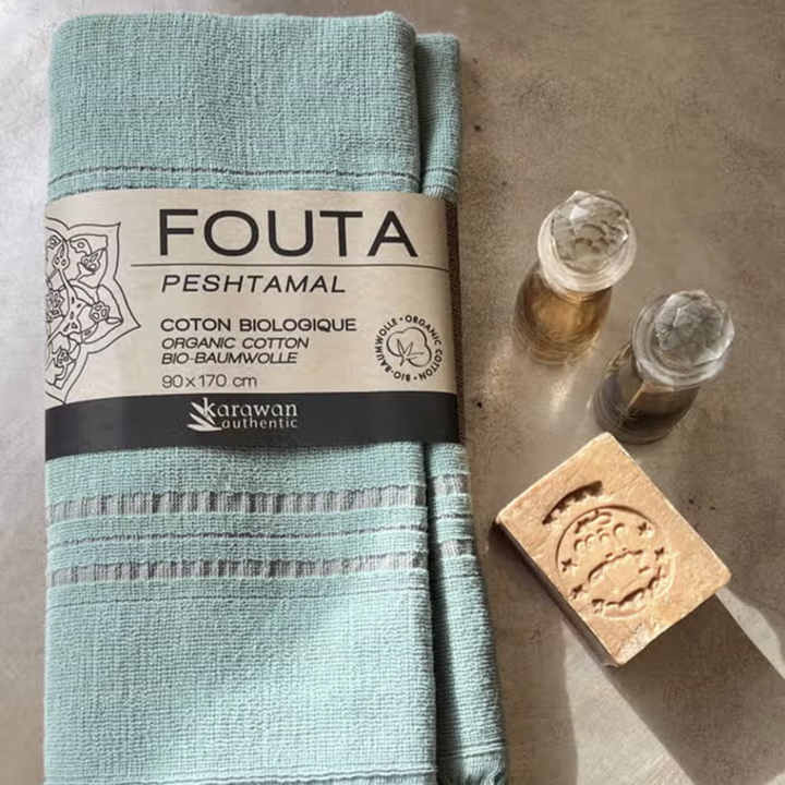 Håndklæde Fouta Dolce Jade i gruppen Kropspleje / Færdigvarer hos Rawfoodshop Scandinavia AB (KF09JA)