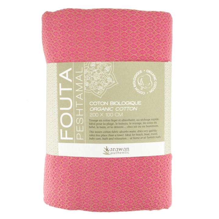 Fouta Hammam Sand & Indian Pink 200x100cm i gruppen Hud & Krop / Bad & Spa / Håndklæder hos Rawfoodshop Scandinavia AB (KFO02RI-L)
