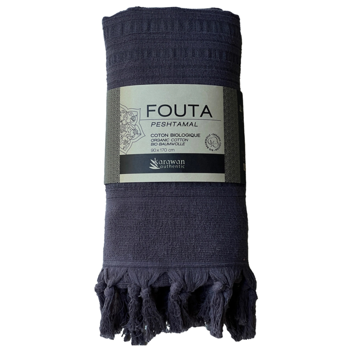 Fouta Onyx i Økologisk Bomuld 90x170cm i gruppen Kropspleje / Færdigvarer hos Rawfoodshop Scandinavia AB (KFO9O)