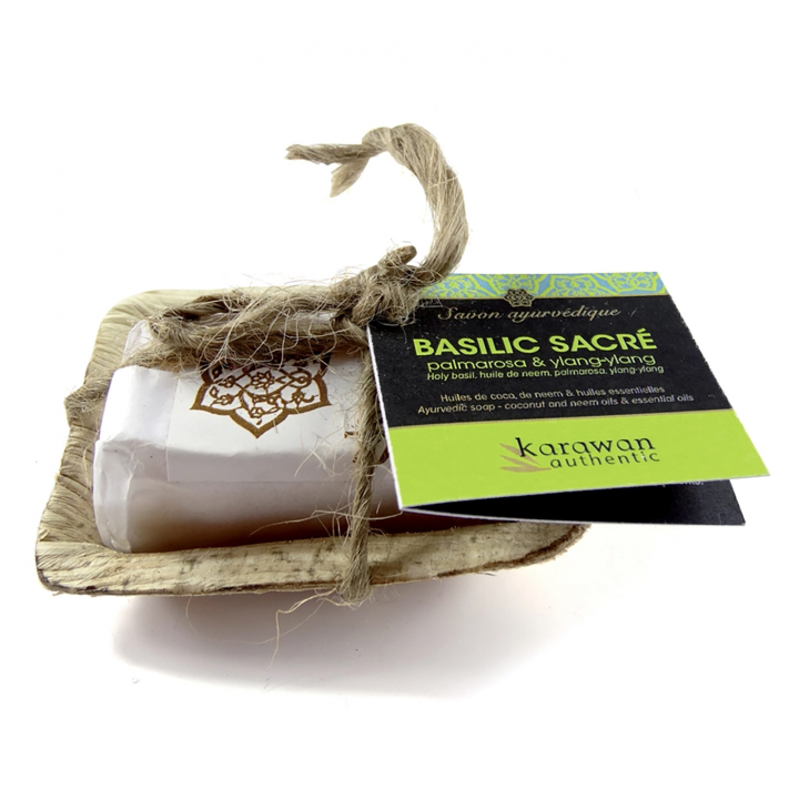 Ayurvedisk Sæbe Basilikum 18g i gruppen Hud & Krop / Krop / Showergel hos Rawfoodshop Scandinavia AB (KSA20BS-IN25)