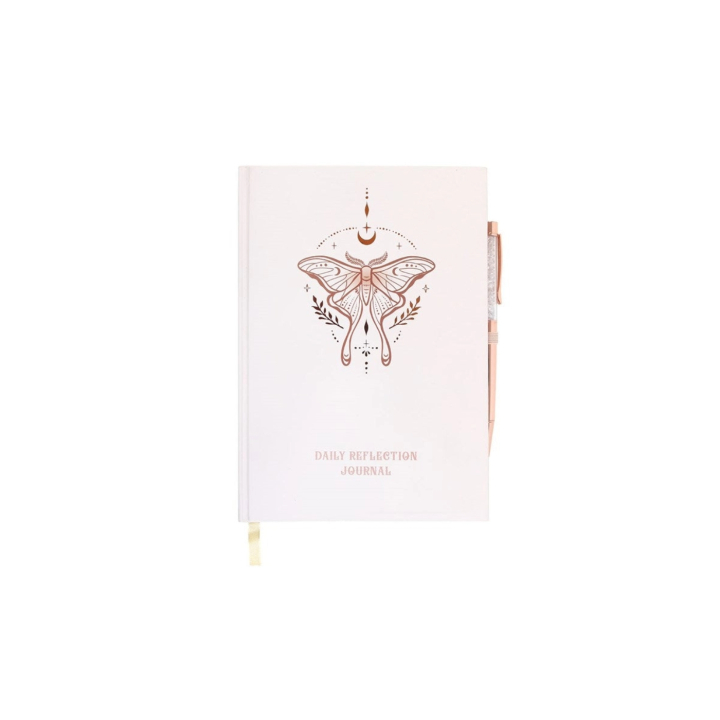 Refleksionsdagbog Luna Moth med Kuglepen Klar Kvarts i gruppen Hjem & Sjæl / Harmonisk livsstil / Bøger hos Rawfoodshop Scandinavia AB (LL-21625)