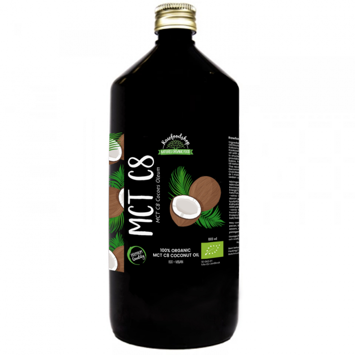 Kokosolie MCT8 ØKO 1000ml i gruppen Råvarer & Drikke / Nødder / Kokos hos Rawfoodshop Scandinavia AB (MGT06441)