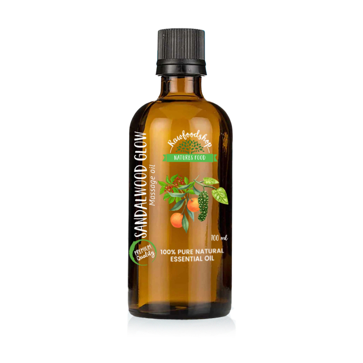 Sandalwood Glow Massage Oil 100ml i gruppen Kropspleje / DIY Råvarer / Æteriske olier hos Rawfoodshop Scandinavia AB (MOLUL-03)