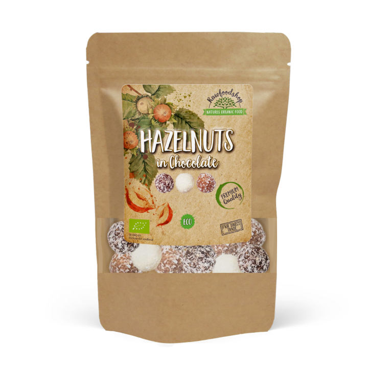 Hasselnødder Mørk, Hvid og Lys Chokolade ØKO 200g i gruppen Råvarer & Drikke / Nødder / Hasselnødder hos Rawfoodshop Scandinavia AB (NOICHOCOTRIO5)