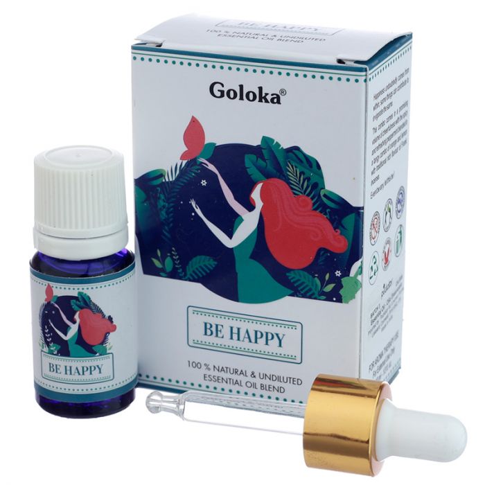 Goloka Blend Essential Oil Be Happy 10ml i gruppen Home & Soul / Ritual & Cermoni / Røgelse, Lys og Dufte hos Rawfoodshop Scandinavia AB (OILB08)