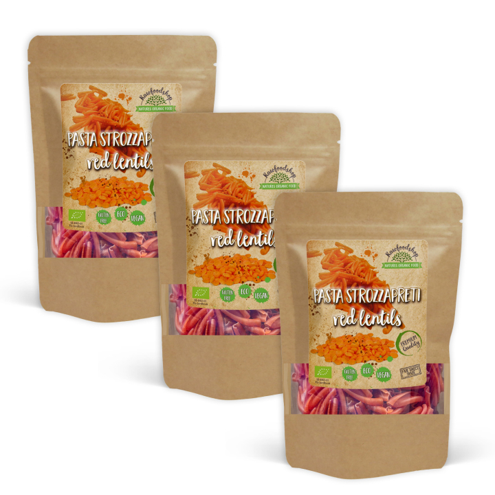Pasta Strozzapreti Røde Linser ØKO 250g x 3 pakker i gruppen Råvarer & Drikke / Spisekammer / Pasta & Nudler hos Rawfoodshop Scandinavia AB (P22269-SET3)