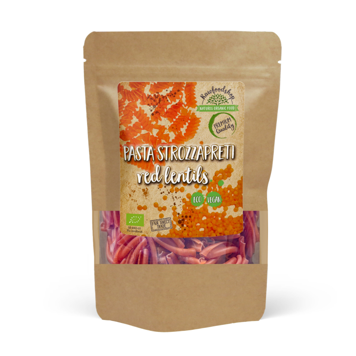 Pasta Strozzapreti Røde Linser ØKO 250g i gruppen Råvarer & Drikke / Spisekammer / Pasta & Nudler hos Rawfoodshop Scandinavia AB (P22269)