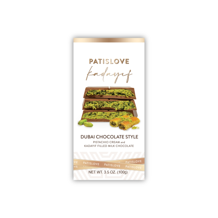 Dubai Chokolade Pistacie 100g i gruppen Råvarer & Drikke / Slik & Chokolade / Chokolade og Bars hos Rawfoodshop Scandinavia AB (PATISLOVE01)