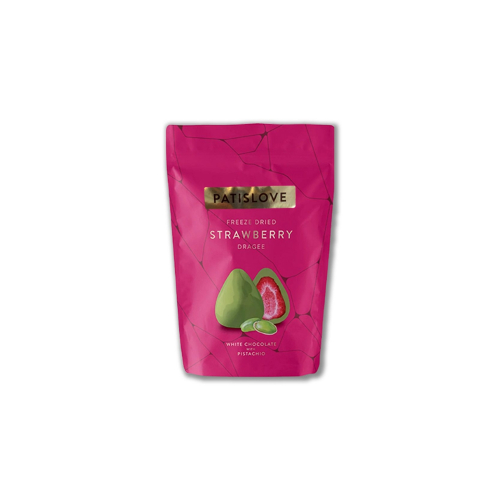 Jordbær i Hvid Chokolade med Pistacie 90g i gruppen Råvarer & Drikke / Slik & Chokolade / Snacks hos Rawfoodshop Scandinavia AB (PATISLOVE05)