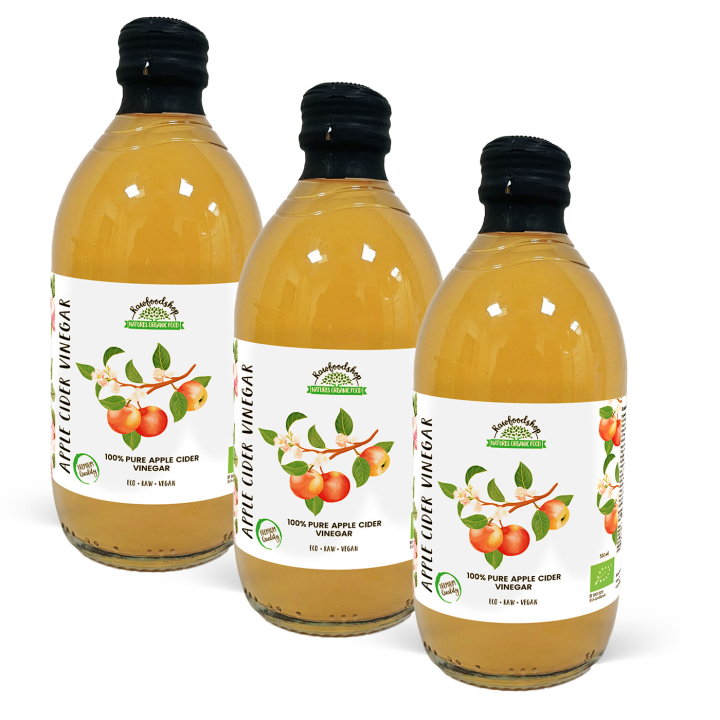Æblecidereddike Ufiltreret ØKO 500ml x 3 flasker i gruppen Råvarer & Drikke / Spisekammer / Smagssætning / Eddike hos Rawfoodshop Scandinavia AB (PFMN5SY050006-SET3)