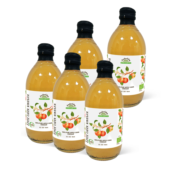 Æblecidereddike Ufiltreret ØKO 500ml x 5 flasker i gruppen Råvarer & Drikke / Spisekammer / Smagssætning / Eddike hos Rawfoodshop Scandinavia AB (PFMN5SY050006-SET5)