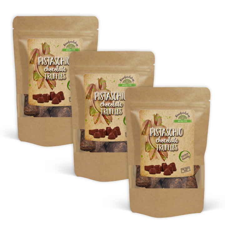 Chokoladetrøffel Pistacie 100g x 3 pakker i gruppen Råvarer & Drikke / Slik & Chokolade / Chokolade og Bars hos Rawfoodshop Scandinavia AB (PIST100-SET3)