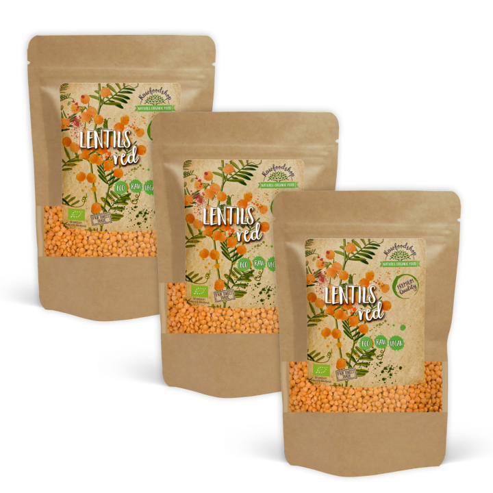 Linser Røde ØKO 500g x 3 pakker i gruppen Råvarer & Drikke / Spisekammer / Bælgfrugter hos Rawfoodshop Scandinavia AB (RAW0032-SET3)