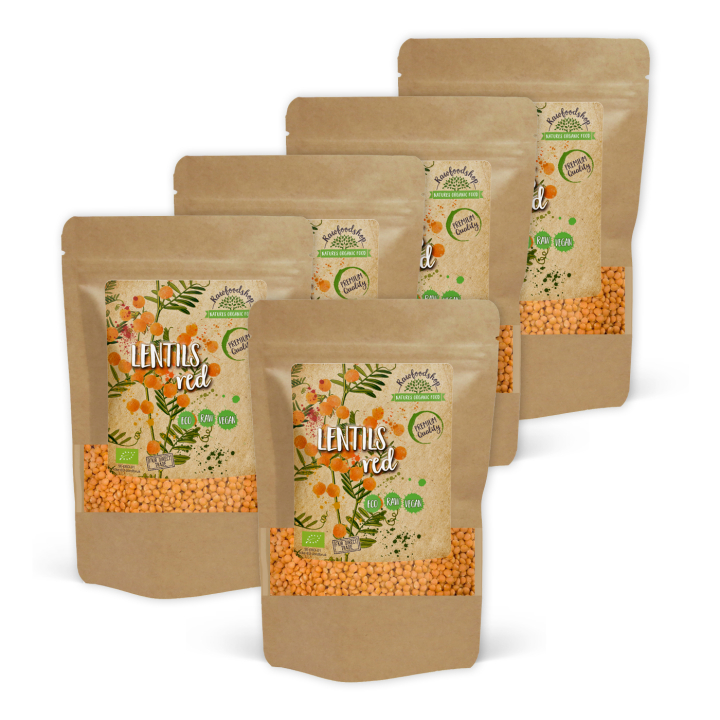 Linser Røde ØKO 500g x 5 pakker i gruppen Råvarer & Drikke / Spisekammer / Bælgfrugter hos Rawfoodshop Scandinavia AB (RAW0032-SET5)
