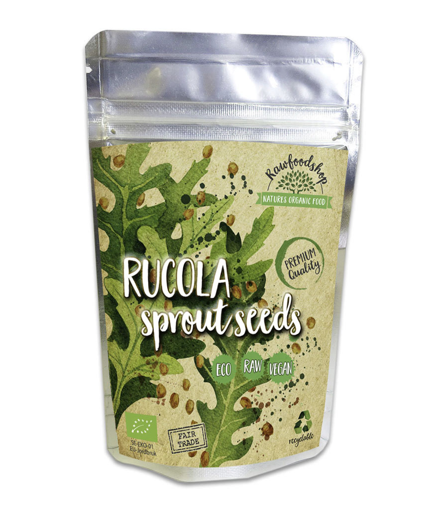 Spirefrø Rucola ØKO 100g i gruppen Råvarer & Drikke / Spisekammer / Frø & Spirefrø hos Rawfoodshop Scandinavia AB (RAW0048901)