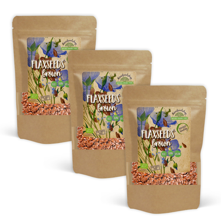 Hørfrøn Brune ØKO 500g x 3 pakker i gruppen Råvarer & Drikke / Helsekost / Frø hos Rawfoodshop Scandinavia AB (RAW0482-SET3)