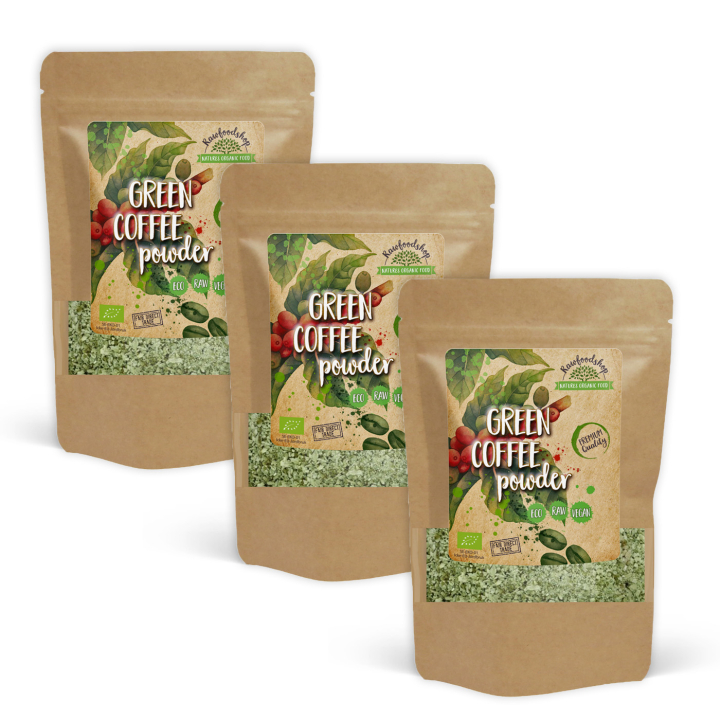 Grøn Kaffe Pulver ØKO 125g x 3 pakker i gruppen Råvarer & Drikke / Drikkevarer / Kaffe hos Rawfoodshop Scandinavia AB (RAWFRUP004-SET3)