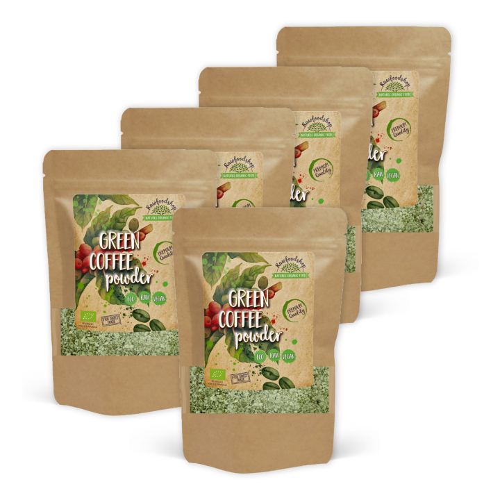 Grøn Kaffe Pulver ØKO 125g x 5 pakker i gruppen Råvarer & Drikke / Drikkevarer / Kaffe hos Rawfoodshop Scandinavia AB (RAWFRUP004-SET5)
