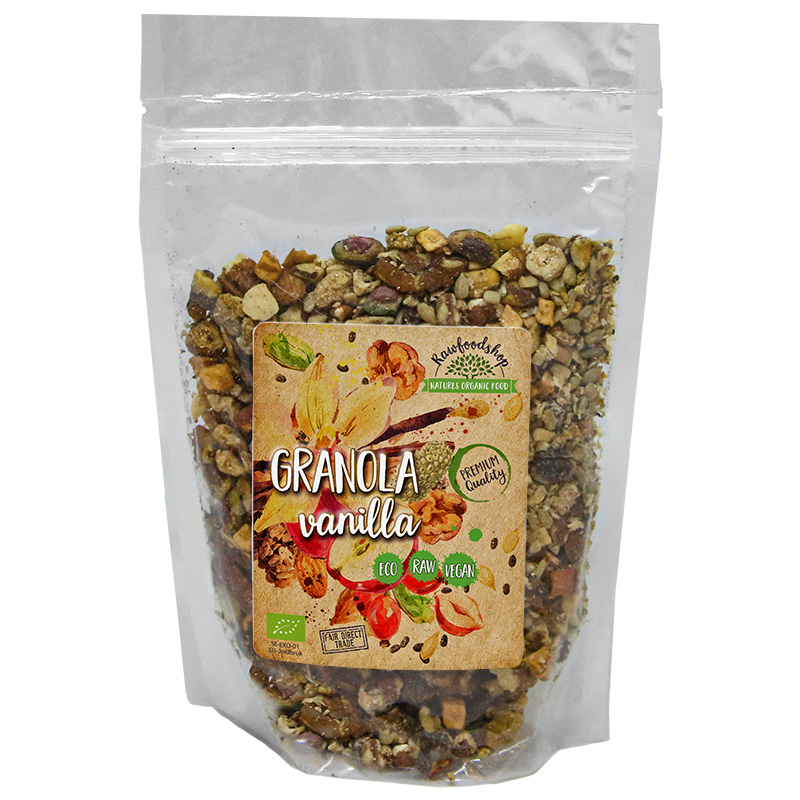 Vanilje Granola ØKO 400g i gruppen Råvarer & Drikke / Bagning / Granola, Grød og Puffer hos Rawfoodshop Scandinavia AB (RAWGRAN7653827)