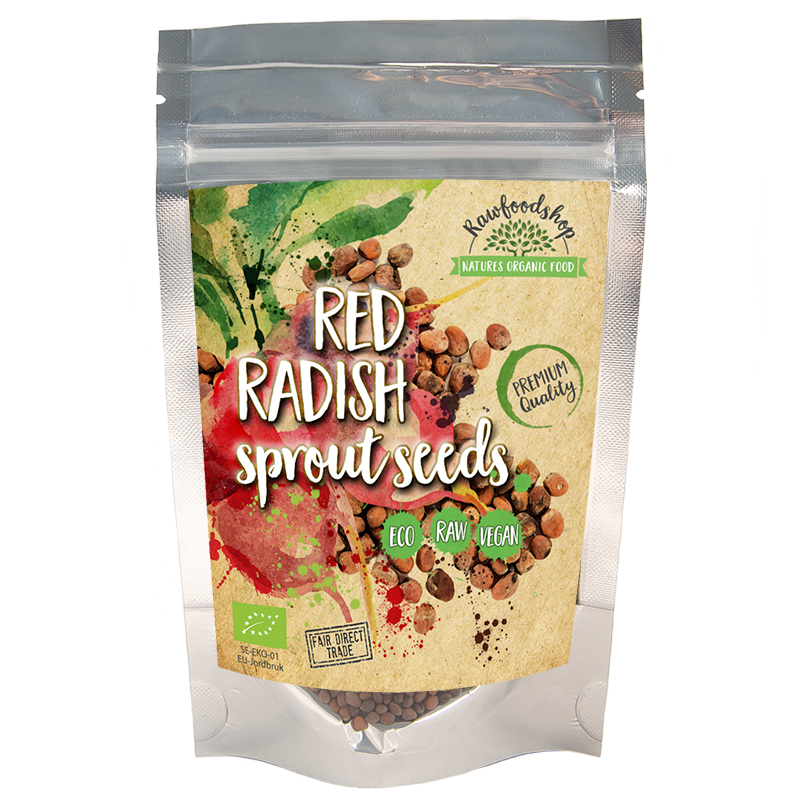 Spirefrø Rød Radise ØKO 500g i gruppen Råvarer & Drikke / Spisekammer / Frø & Spirefrø hos Rawfoodshop Scandinavia AB (RFRO100144E500)