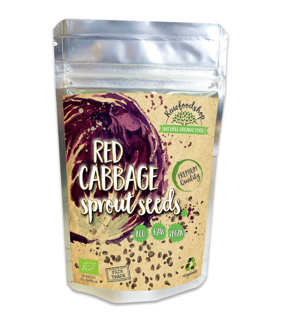 Spirefrø Rødkål ØKO 100g i gruppen Råvarer & Drikke / Spisekammer / Frø & Spirefrø hos Rawfoodshop Scandinavia AB (RFRO100146E)