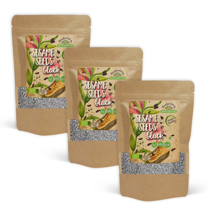 Sesamfrø Sorte ØKO 500g x 3 pakker i gruppen Råvarer & Drikke / Helsekost / Frø hos Rawfoodshop Scandinavia AB (RFRO100588E05-SET3)