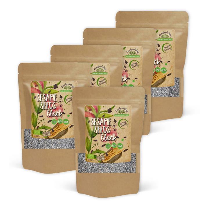 Sesamfrø Sorte ØKO 500g x 5 pakker i gruppen Råvarer & Drikke / Helsekost / Frø hos Rawfoodshop Scandinavia AB (RFRO100588E05-SET5)