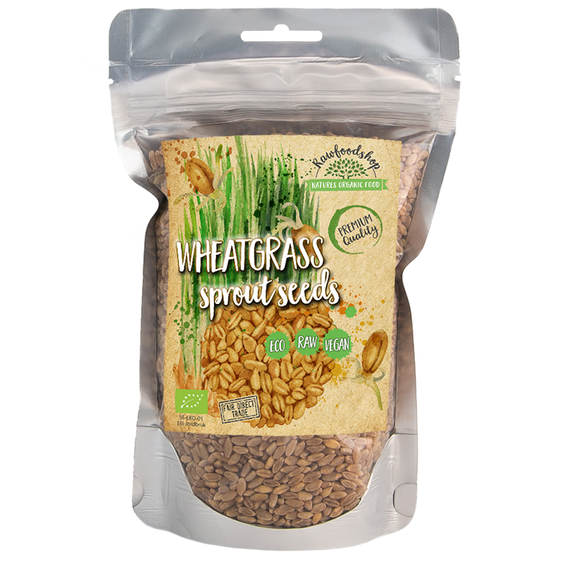 Spirefrø Hvedegræs ØKO 500g i gruppen OUTLET 30-80% / Outlet andet /  hos Rawfoodshop Scandinavia AB (RFRO500154E)
