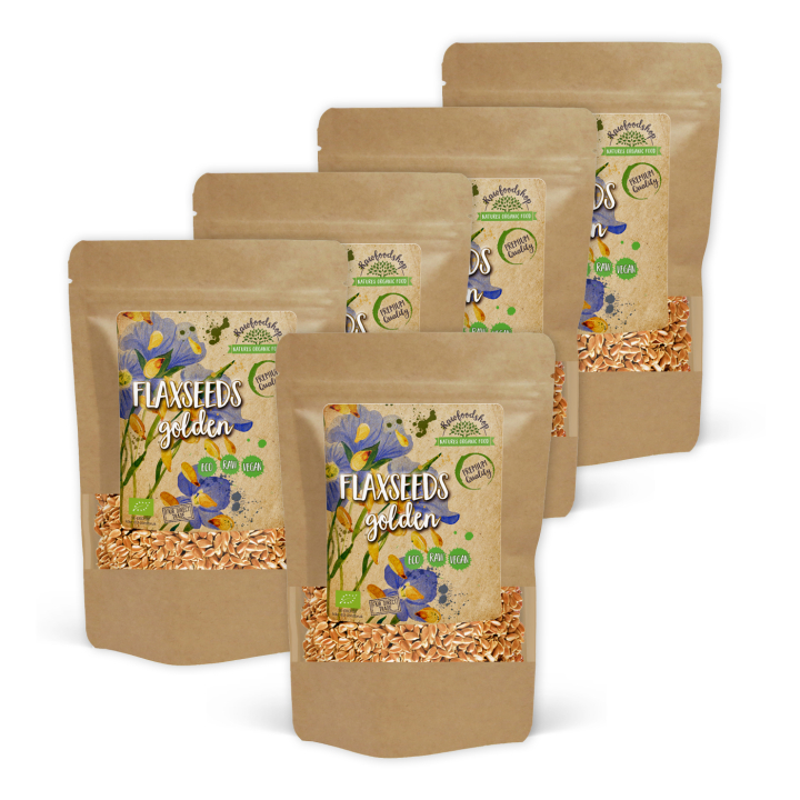 Hørfrøn Gule ØKO 500g x 5 pakker i gruppen Råvarer & Drikke / Helsekost / Frø hos Rawfoodshop Scandinavia AB (RFRO500161E-SET5)
