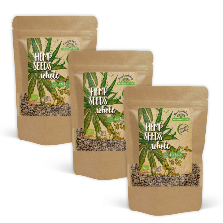 Hampefrø hele ØKO 500g x 3 pakker i gruppen Råvarer & Drikke / Helsekost / Hamp hos Rawfoodshop Scandinavia AB (RFRO500165E-SET3)