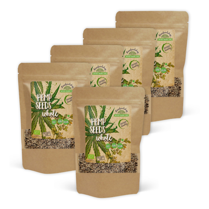 Hampefrø hele ØKO 500g x 5 pakker i gruppen Råvarer & Drikke / Helsekost / Hamp hos Rawfoodshop Scandinavia AB (RFRO500165E-SET5)