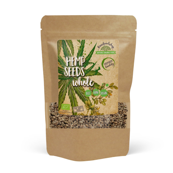 Hampefrø hele ØKO 500g i gruppen Helse / Urter, alger & svampe / Hamp hos Rawfoodshop Scandinavia AB (RFRO500165E)