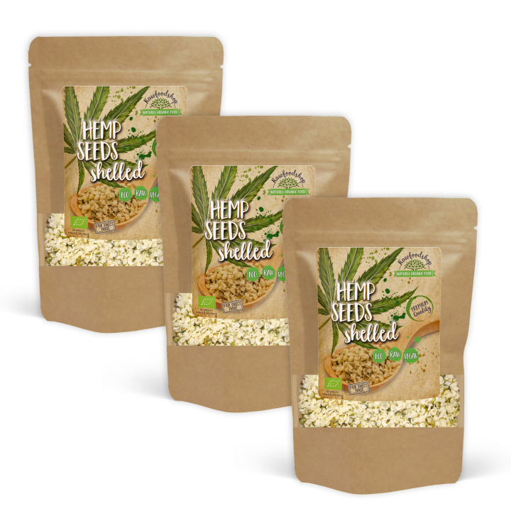 Hampefrø Afskallede ØKO 500g x 3 pakker i gruppen Råvarer & Drikke / Helsekost / Frø hos Rawfoodshop Scandinavia AB (RFRO500167E-SET3)