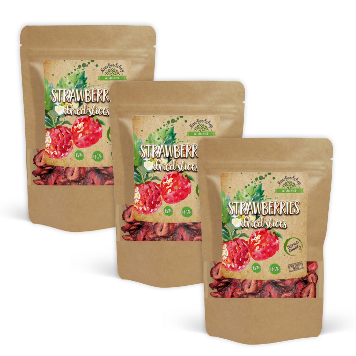 Jordbær Skiver 100g x 3 pakker i gruppen Råvarer & Drikke / Frugt & Frugtpulver / Jordbær hos Rawfoodshop Scandinavia AB (RFRU100494E-SET3)