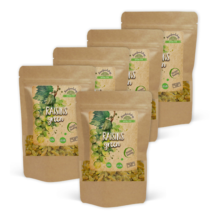 Rosiner Grønne 200g x 5 pakker i gruppen Råvarer & Drikke / Frugt & Frugtpulver / Rosiner hos Rawfoodshop Scandinavia AB (RFRU200365E-SET5)