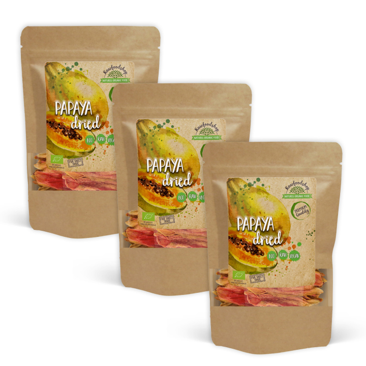 Papaya ØKO 200g x 3 pakker i gruppen Råvarer & Drikke / Frugt & Frugtpulver / Anden Frugt og Bær hos Rawfoodshop Scandinavia AB (RFRU200380E-SET3)
